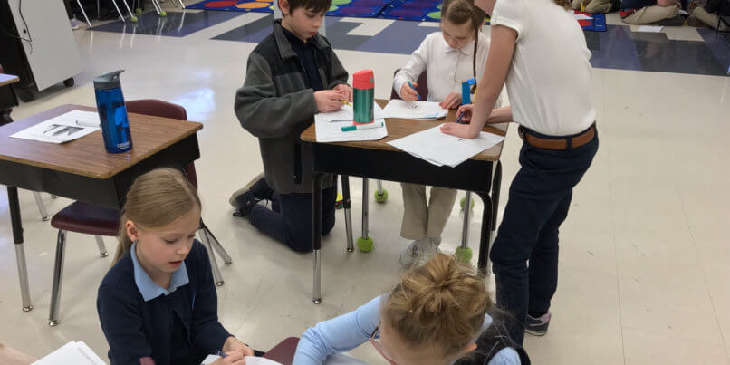 Fifth grade students helped the second grade students color cytoplasm, nuclei, and cell membranes in animal cells and chloroplasts, cell walls, and vacuoles in eukaryotic plant cells with crayons.