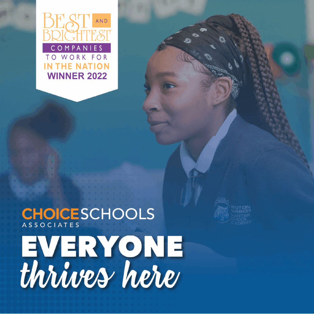 Graphic for Choice Schools Associates' award for Best and Brightest Companies to Work For in 2022